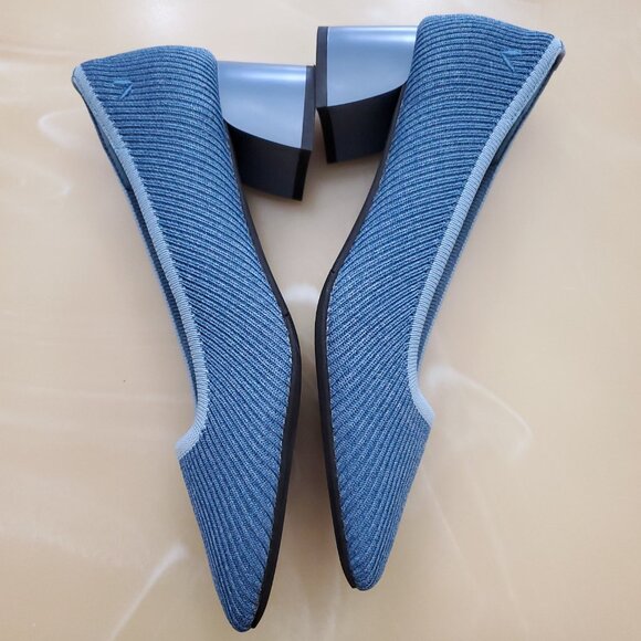 Vivaia Melody Square-Toe Chunky Heels in Denim Blue Size 9 - Picture 4 of 10